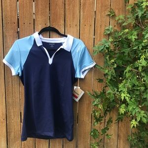 NWT Reebok Collared Blue Athletic Shirt Size M